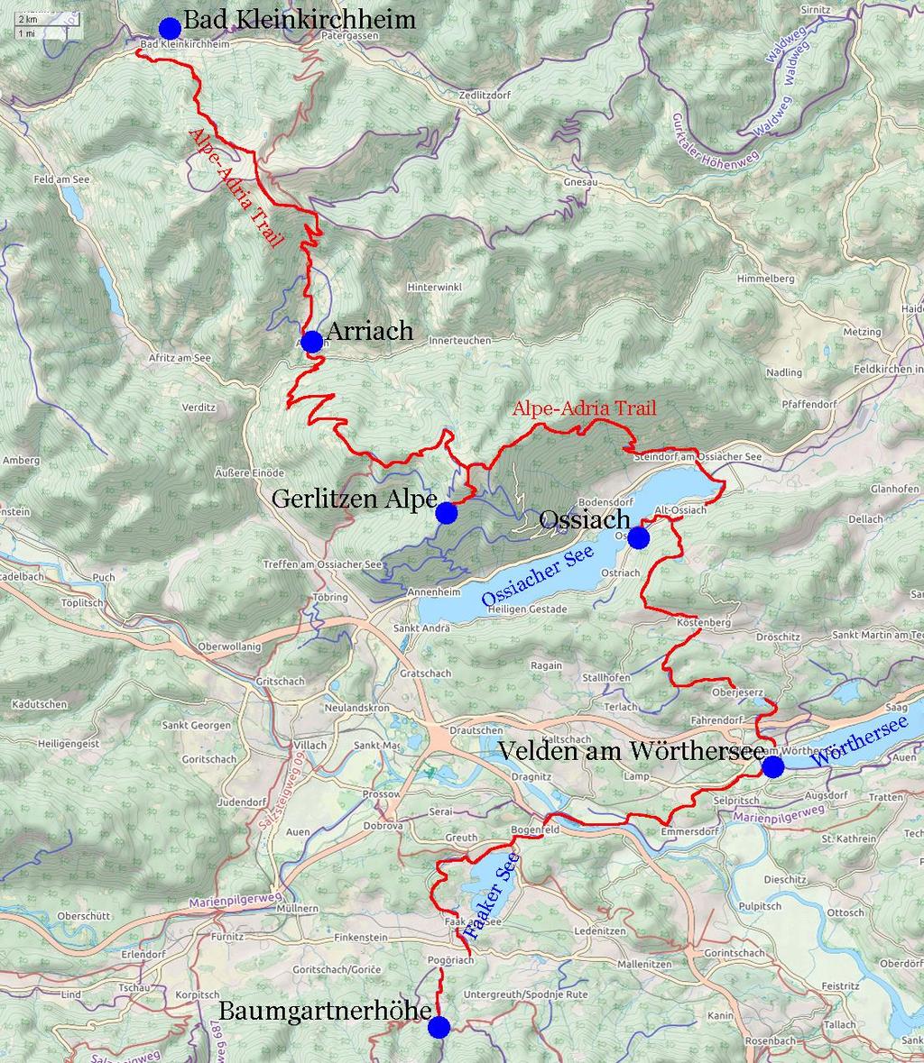 Alpe-Adria Trail, Bad Kleinkirchheim - Baumgartnerhöhe, 6 nätter 8(8) Alpe-Adria Trail mellan Bad Kleinkirchheim -