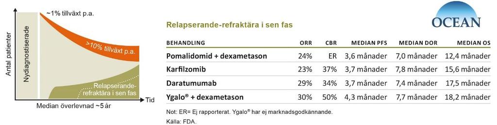 Den första figuren visar de två största patientsegmenten: Nydiagnostiserade patienter och Relapserande och relapserande-refraktära patienter.