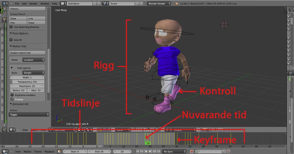 referens för att de animationer som skulle produceras skulle få samma längd (antal bildrutor) och att fotrörelserna fick samma hastighet för att undvika att gånghastigheten och springhastigheten på