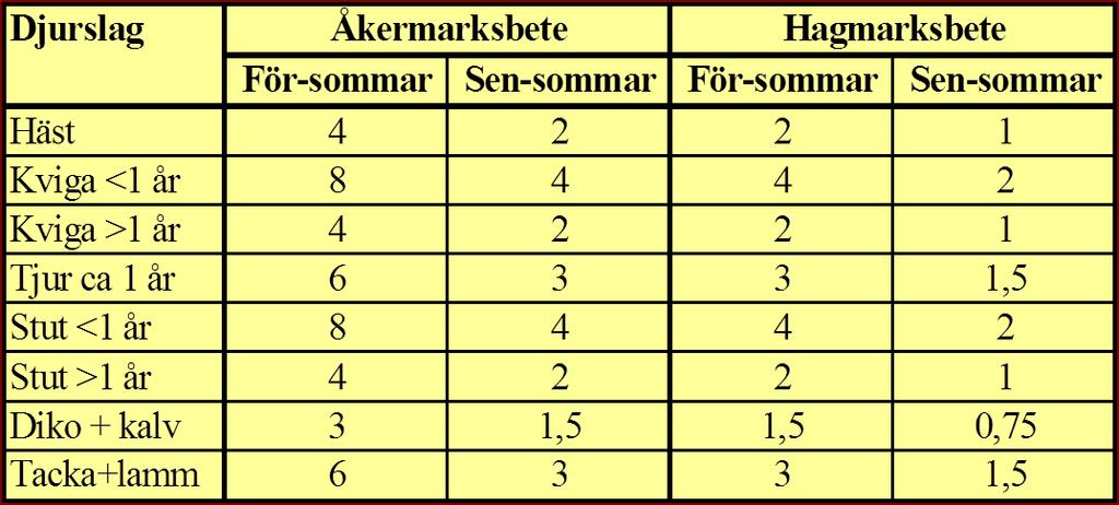 Lämpligt antal djur per hektar ett normalår men det finns inga normalår!