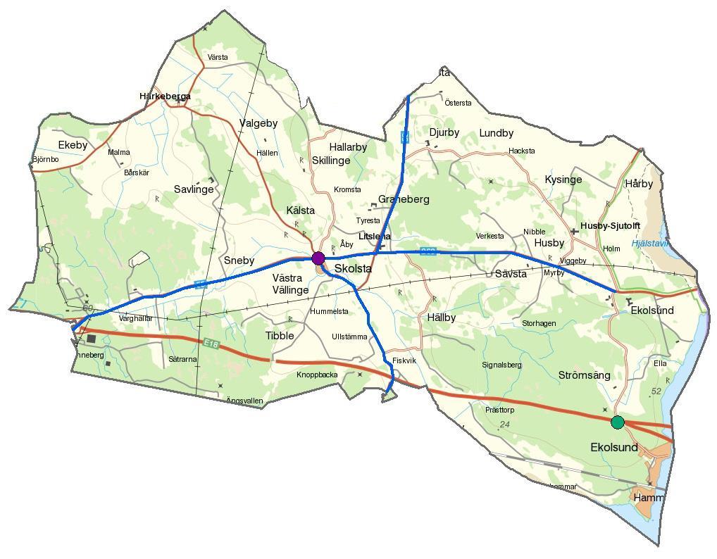 Kollektivtrafik och vägnät Grupperna som diskuterade ämnet kollektivtrafik och vägnät ansåg att kollektivtrafiken fungerade bra längst större vägar som riksväg 55 och väg 263.
