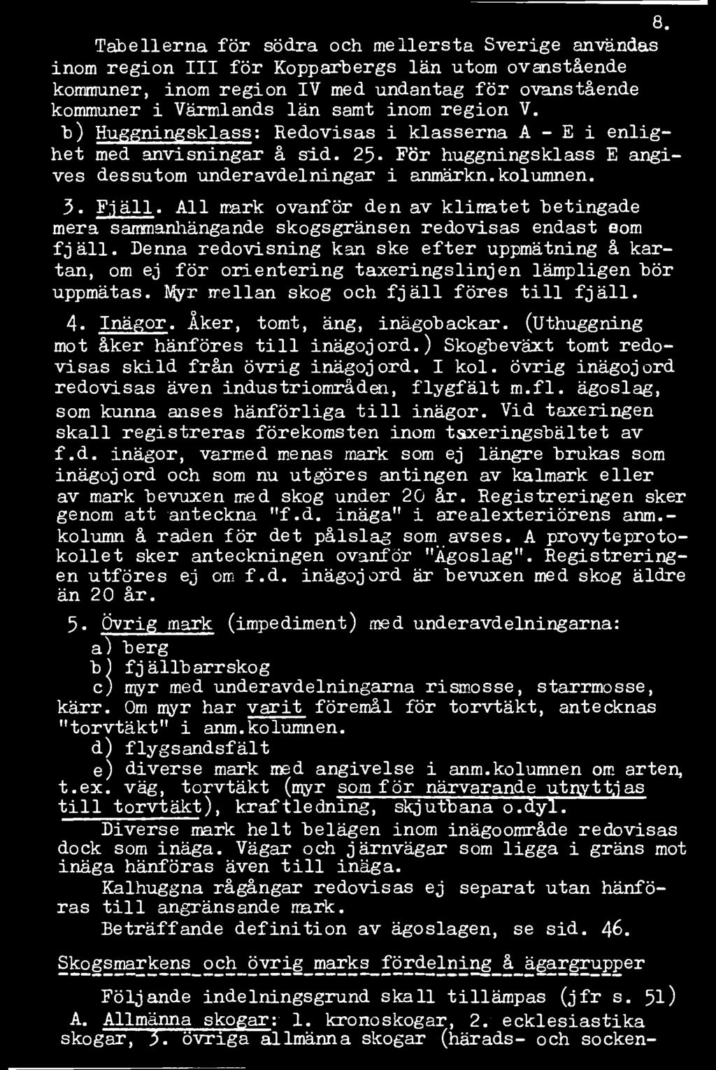 All mark ovanför den av klimatet betingade mera sammanhängande skogsgränsen redovisas endast eom fjäll.