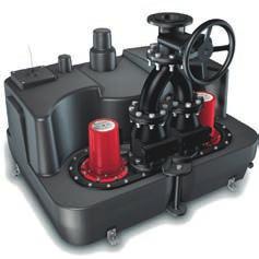 Med potentialfri kontakt (tillval för 230 V). Pumpstationen kräver ventilation. Pump Spänning Antal pumpar Effekt Ampere Driftläge Utlopp Max Medietemp.