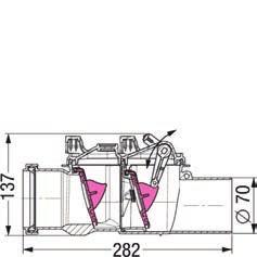 BAKVATTENSKYDD - BAKVATTENVENTILER FRIHÄNGANDE STAUFIX Ø75 Tillverkad enligt SS-EN-13564, Typ 2, av polymer För avloppsvatten utan fekalier För