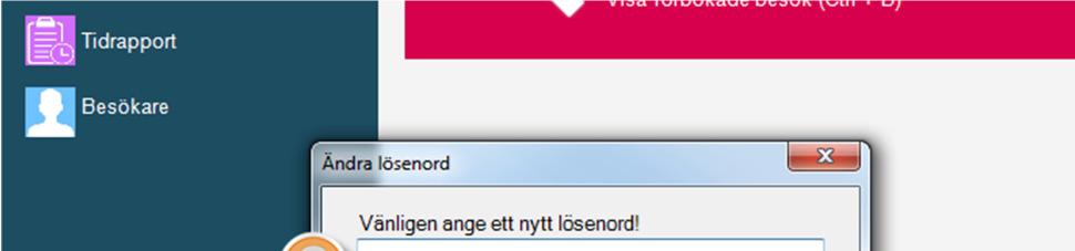 5 Användare (lösenord) 1. Klicka på användarnamnet för att ändra lösenord eller logga in som annan användare utan att logga ut. 2.