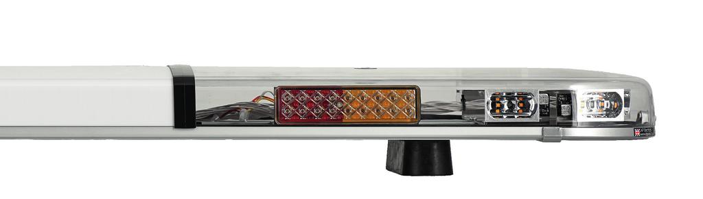 R65 3 YER WRRNTY Framåtriktad LED belyst mittsektion med skylttext som tillval (Bakåtriktad belysning vid beställning med bromsljus, bakljus, blinkers) Stryktålig polykarbonat lins, transparent eller