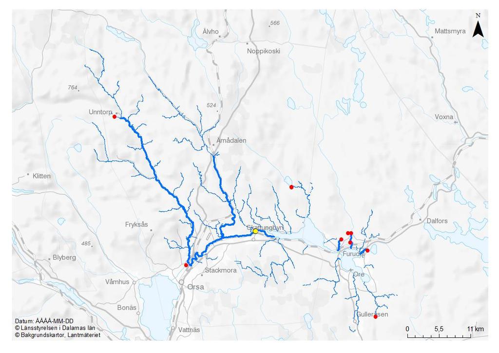 kraftverk. Dessa observationer har tolkats som att öringar från Skattungen/Oresjön har (födosöks)vandrat ned med spillvatten, och sedan inte kunnat ta sig tillbaka uppströms.