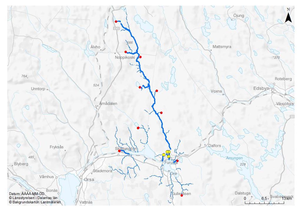 Huvudsaklig målart/målnaturtyp samt effektmål Huvudsakliga målarter för insatsen vid Furudals kraftverk är harr (som är identifierad i habitatdirektivets bilaga 5) och Hansjööring (under