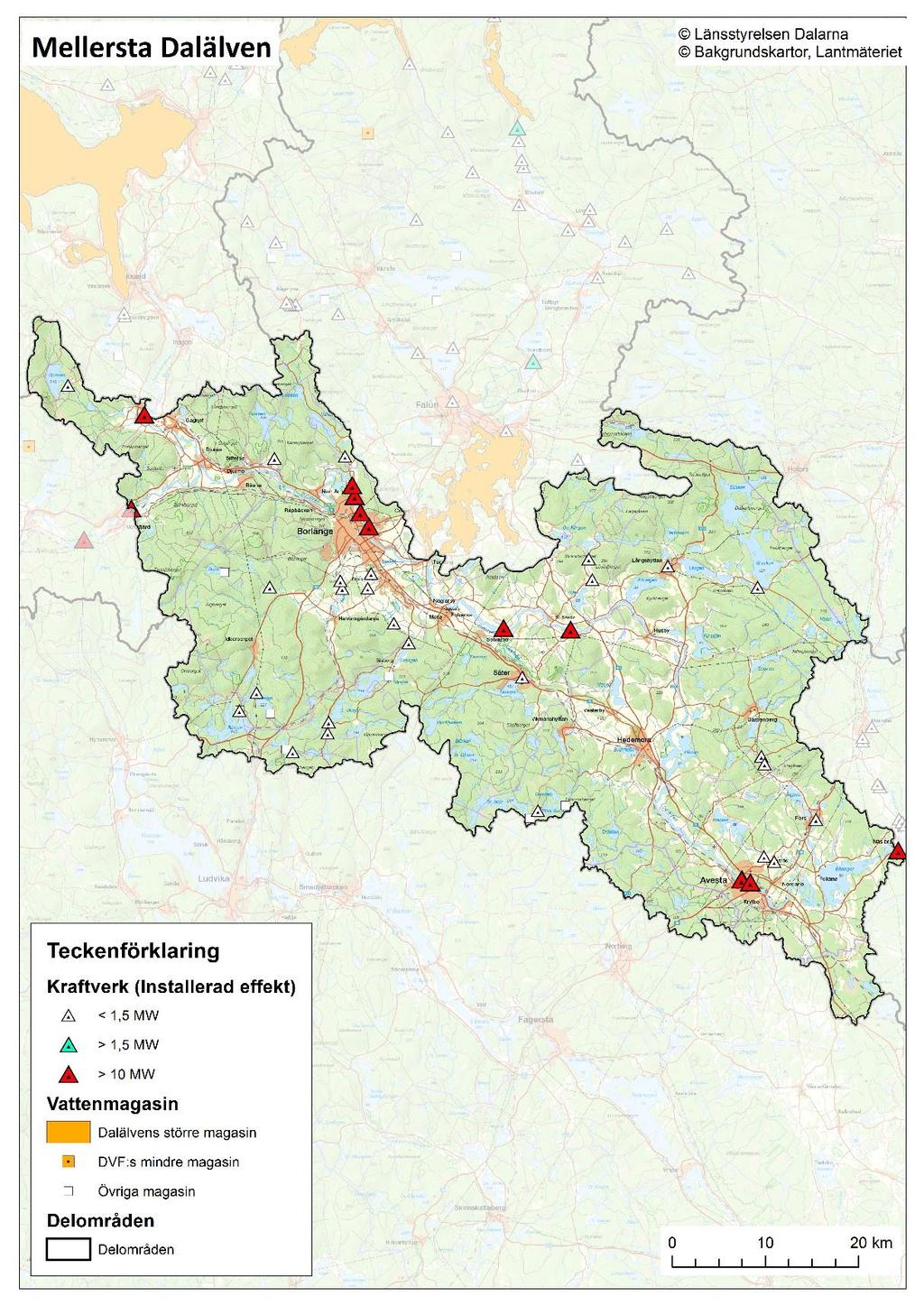 Åtgärdspaket 8 Åtgärdspaket 7 Åtgärdspaket 1 Figur 93. Prioriterade åtgärdspaket inom mellersta Dalälvens avrinningsområde.