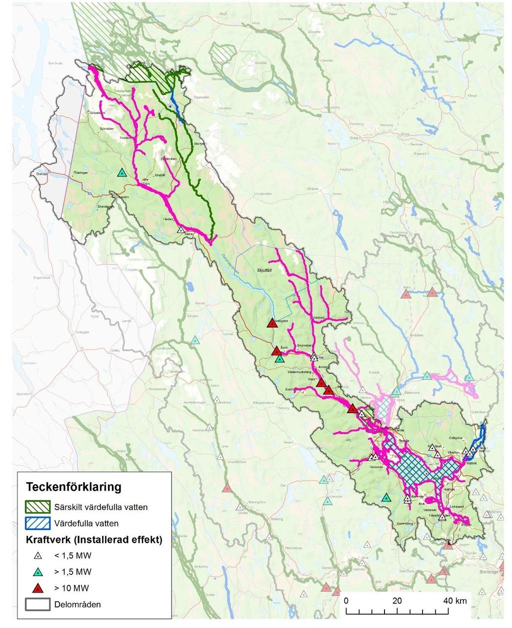 Figur 16. Värdefulla och särskilt värdefulla vatten identifierade av länsstyrelserna och fastslagna av Naturvårdsverket.