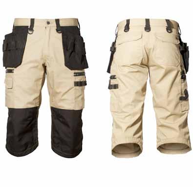 50% Cordura 50% Bomull twill Avtagbara spikfickor i Cordura Avtagbara D-ringar Två benfickor med integrerade tumstocksfickor (One length : 28-42 ) (Centilong : 44-60) Art. DWP55S2210 Black Art.