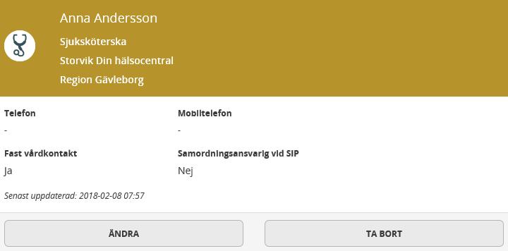 Beskrivning 16(47) 7.8. Fast vårdkontakt Att lägga upp en fast vårdkontakt görs via Fast vårdkontakt i patientmenyn.