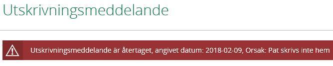 Beskrivning 38(47) Datum för återtagning och orsaken till denna anges. Klicka därefter på Skicka.