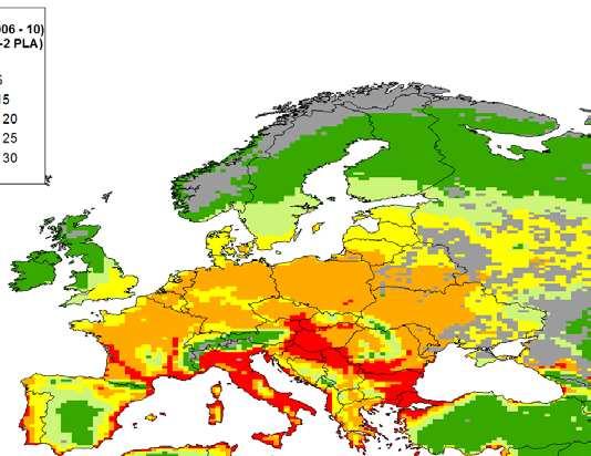 Risk highest in central Europe and parts