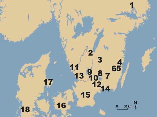 Kartorna är framställda av Björse & Bradshaw (1998) och figuren är hämtad från Nationalatlasen, band Växter och djur.