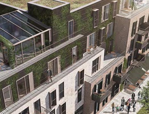 Mot Boulevarden gestaltas kvarteret enligt tre olika principer Bebyggelse mot Boulevarden 2A