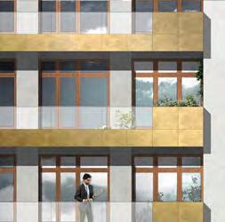 Bebyggelsen mot boulevarden och torget ges en stram och sammanhållen gestaltning.