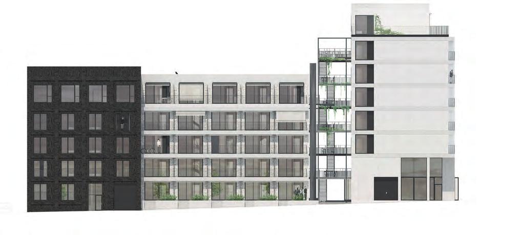 4 Illustration av fasad mot torget och Boulevarden.