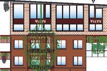 För att bidra till ett varierande taklandskap, byggs huset mot stadsgatan med en