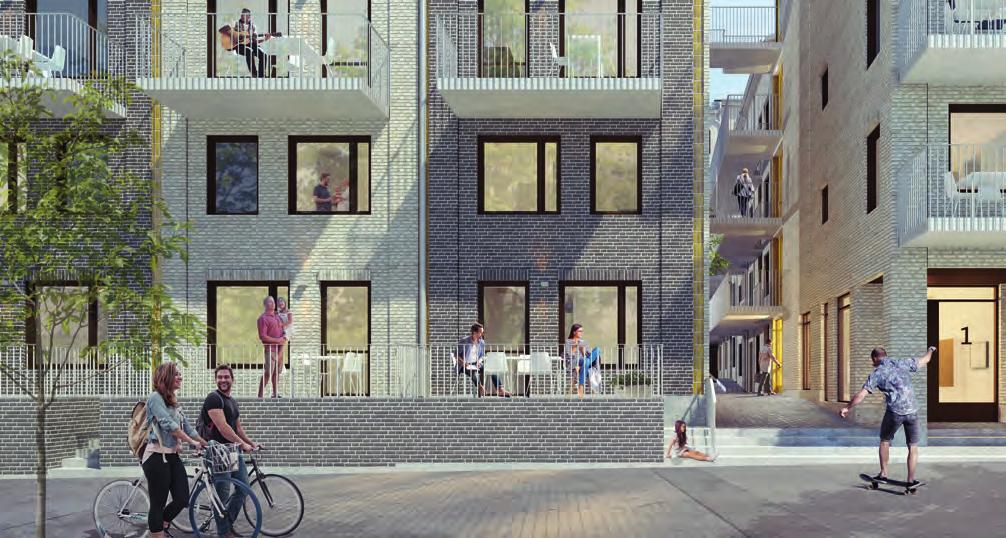 Fasad mot gata 7 INSIDA/UTSIDA - Som ett genomgående tema låter vi insidan teckna sig på utsidan av fasaden.