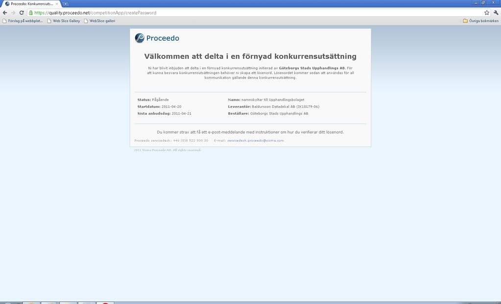 Leverantören får välja ett lösenord,