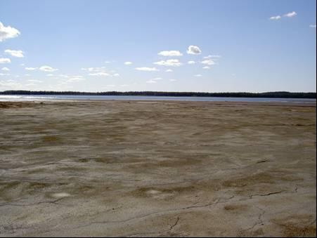 Figur 3. Deponi med anrikningssand vid Gillervattnet, Boliden, år 2005. Figure 3. Mine tailings impoundment at Gillervattnet, Boliden, year 2005.