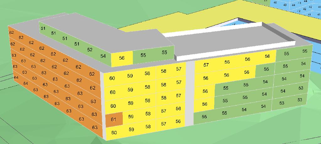 2018-04-10 s 9 (12) 6 Resultat och kommentarer Ekvivalent ljudnivå vid fasad Den dygnekvivalenta ljudnivån uppgår till som mest 64 dba, för fasader som vetter mot Bollmoravägen.