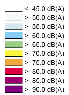 1 Färgskala Resultaten av beräkningarna representeras i en färgskala som redovisas i Figur 1 