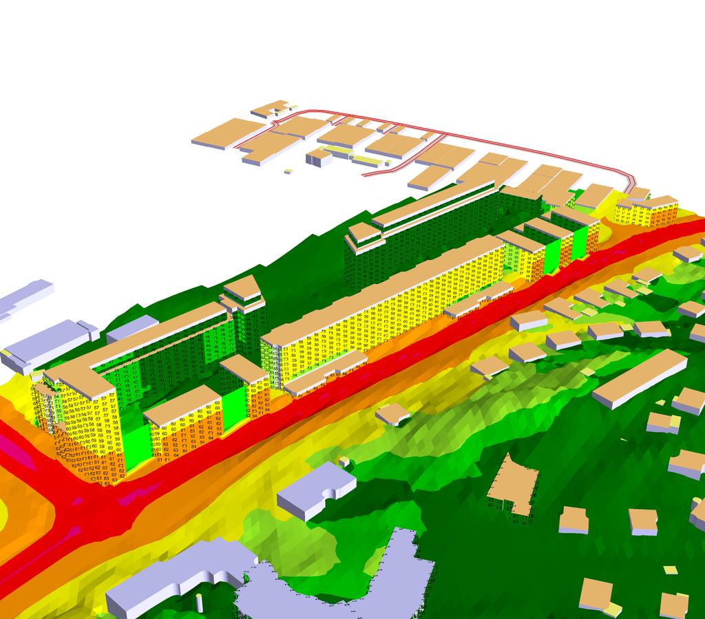 urskärprojekt: 10/04 Ekvivalent ljudnivå <= - - - - - - > bostadsområde vid Prognosår 20 km/h -