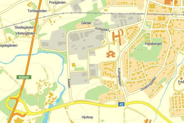 6 RAPPORT TRAFIKBULLER Figur 1 Översikt av sydvästra Vårgårda och angränsande vägar och järnväg. Hjultorps kulle markerad med röd pil (Hitta.se, 170512) Figur 2 Karta planområde.