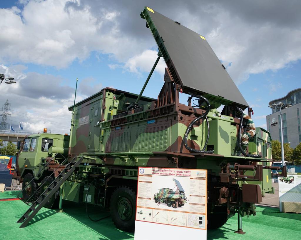 Artillerilokaliseringsradar Swathi från Bharat Electronics och DRDO (Indien) Indiska Bharat Electronics Limited (BEL) har tillsammans med indiska DRDO utvecklat en C-bands artillerilokaliseringsradar