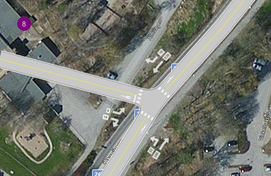 (Ältavägen/Lokalgata) under förmiddagens maxtimme