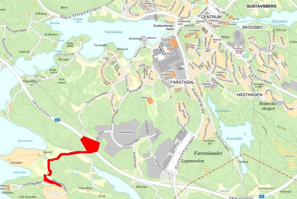 Planområdet innefattar trafikplats Hålludden, en del av Hålluddsvägen med anslutande parkering samt två