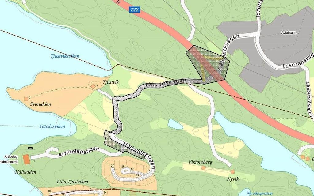 Sida 4 (36) Planområdet innefattar del av fastigheterna Gustavsberg 1:7 och Tjustvik 1:1 som ägs av JM AB samt del av Tjustvik 1:10 som ägs av Hålludden Fastighets AB.