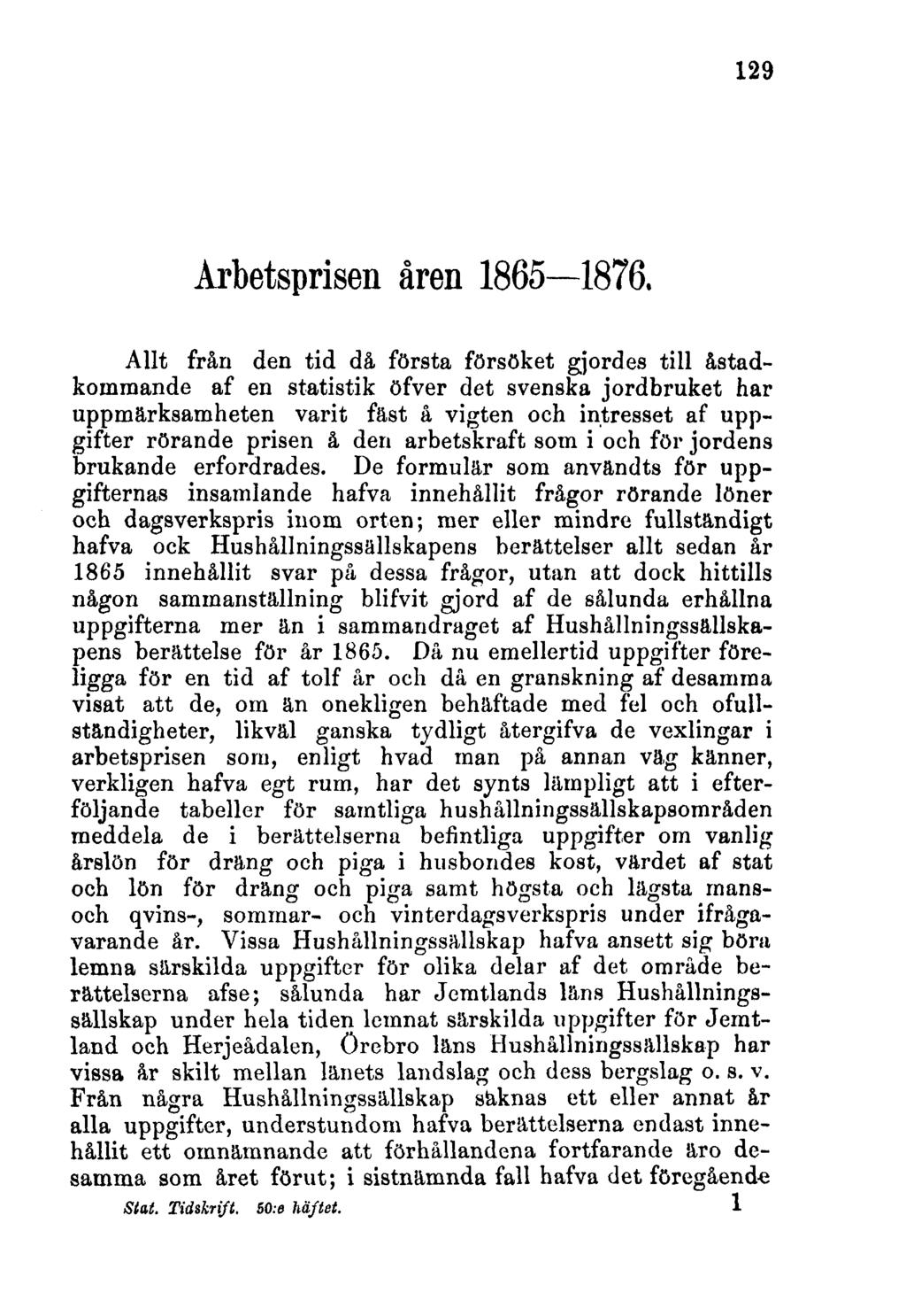 129 Arbetsprisen åren 1865 1876.