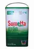 från vattnet. Påse 1,8 kg 6 42031 Tvättmedel Mycket låg dosering! Sumetta Expert Grön Bastvättmedel med enzym för kulörtvätt. Utan blekmedel, parfymfritt. ph 11,0.