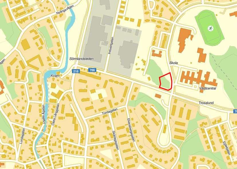 PLANBESKRIVNING Del av Liturgen 1. Sida 2 av 9 Kartutdrag med planområdet markerat med röd linje.