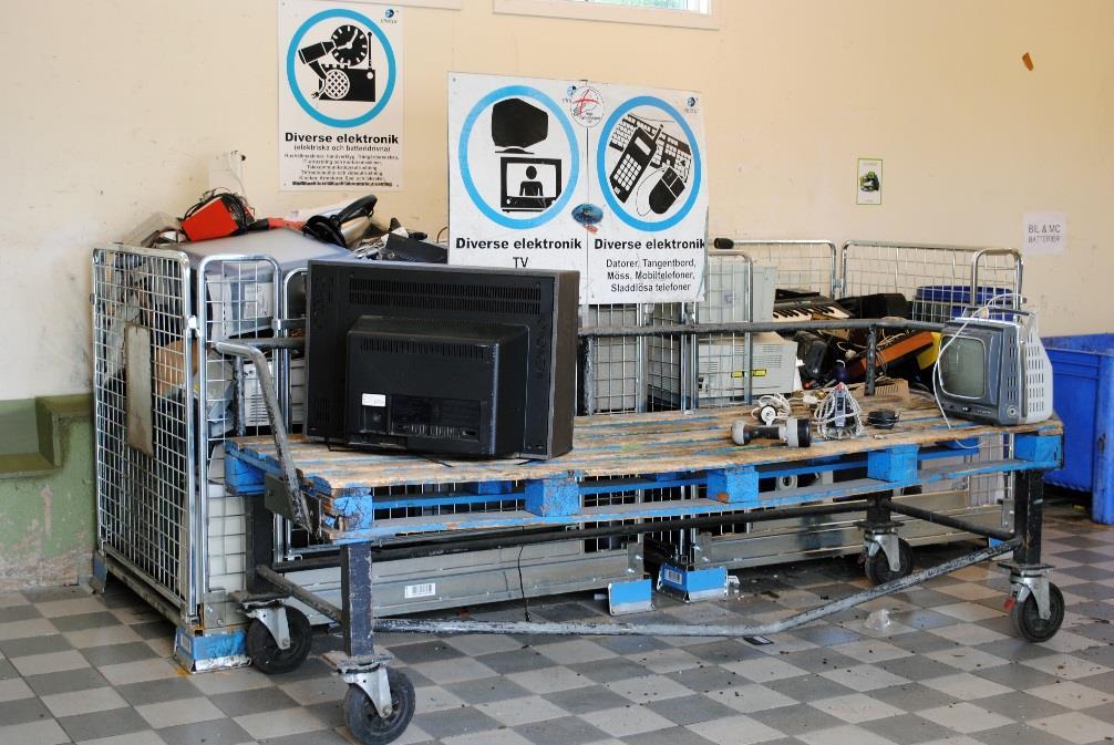 Diverse elektronik Kylskåp och frysar Vitvaror Batterier Gasurladdningslampor Icke gasurladdningslampor batterier från de batteriholkar som finns runt omkring i kommunerna.