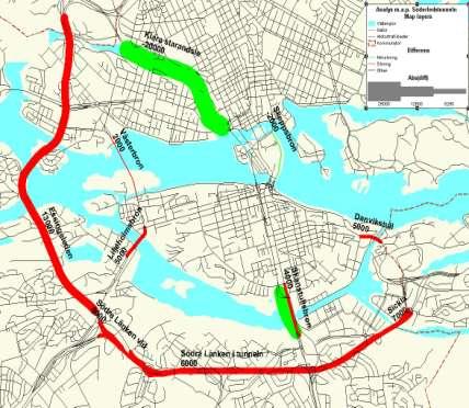 Bilden visar trafikmängdsförändringar under sommarens arbeten Inför nästa års arbeten genomförs återigen en samplanering med SL och Vägverket för att minimera de störningar som uppkommer av de