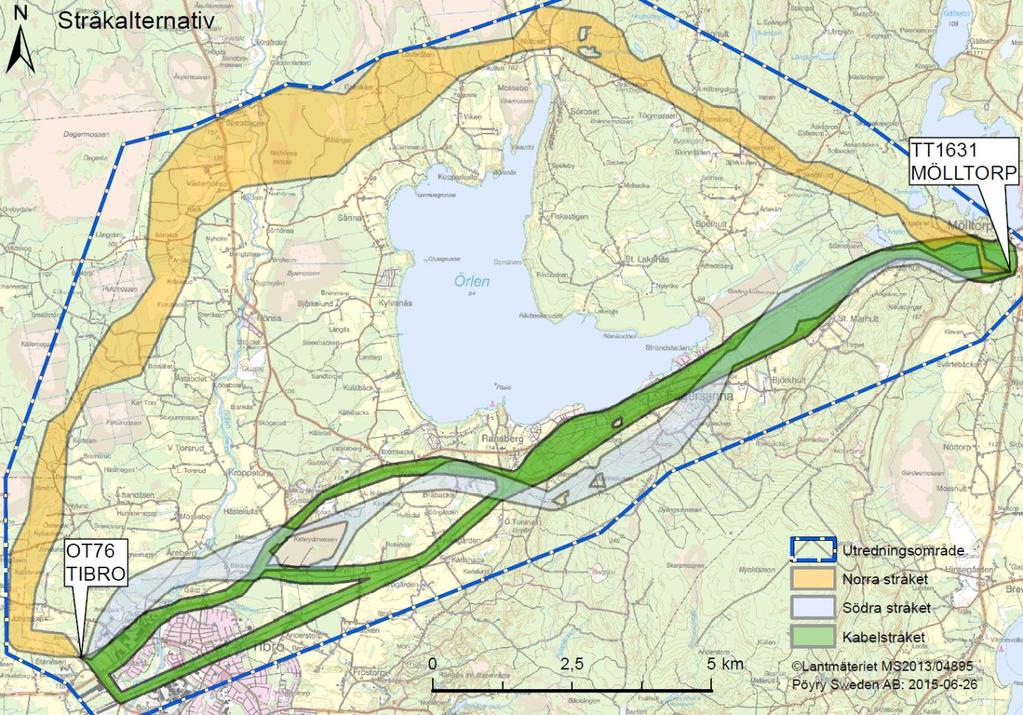 Analys av geografisk information (se Tabell 1) visar att stora arealer av skog skulle påverkas vid breddning av ledningsgatan