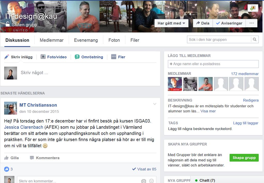 Vi finns på facebook IT-design@kau Ditt ansikte utåt mot potentiella arbetskamrater OCH