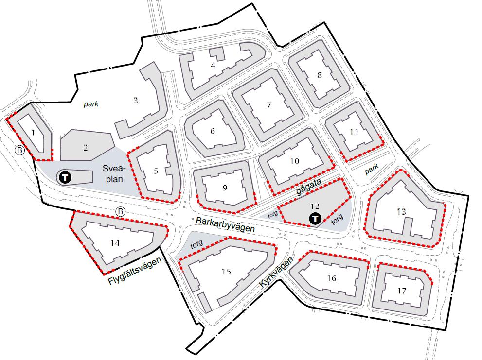 7 Barkarbystaden IV, kvartersstruktur Vår bedömning avser det slutliga behovet och underlaget för kommersiella lokaler.