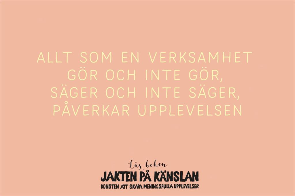 Vare sig ni vill det eller inte ger ni en upplevelse till er omgivning. Se till att ta kontroll över den! Involvera hela organisationen!