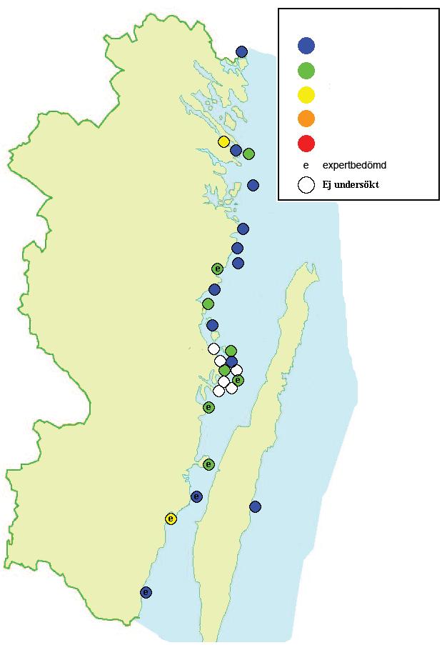 relativt höga EQR-värden (Ecological Quality Ratio) vid undersökningen. En station vid Västervik och en i Kalarorådet hade åttligt höga värden.