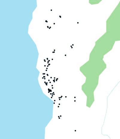 The distribution of Rubus sordirosanthus.