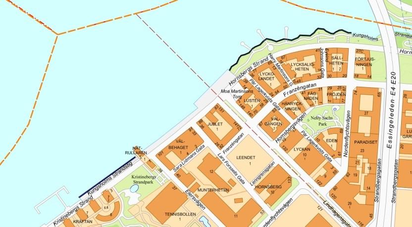 Läge för den föreslagna officiella badplatsen samt var bad bör kunna tillåtas på egen risk.