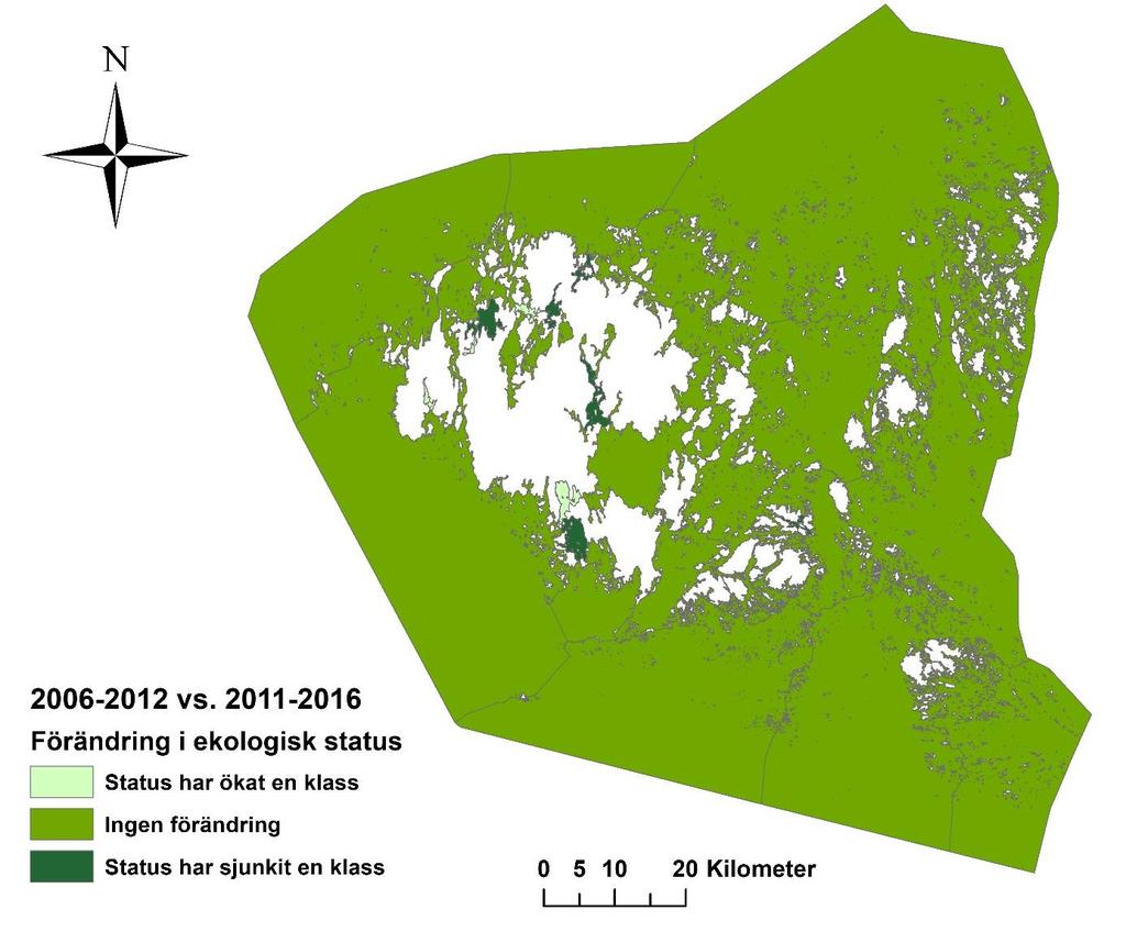 Figur 3. Figuren visar de förändringar som skett när man jämför åren 2006-2012 med 2011-2016.