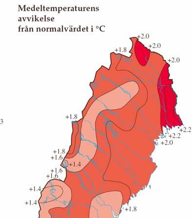 Temperatur, nederbörd och vattenflöde Även år får läggas till den serie av varma år som sedan 1988 bara har