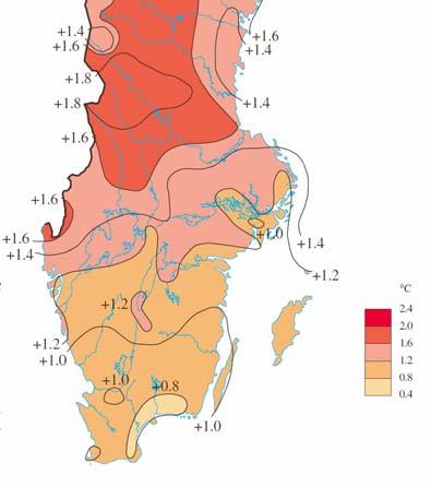 5 grader högre medeltemperatur än normalt och året var därmed något varmare än de fyra föregående.