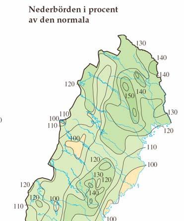 Av Figur 3 framgår hur både temperatur och nederbörd avviker från normala värden.